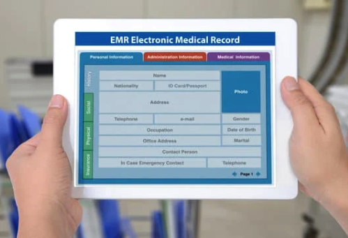 Photo of an electronic medical record