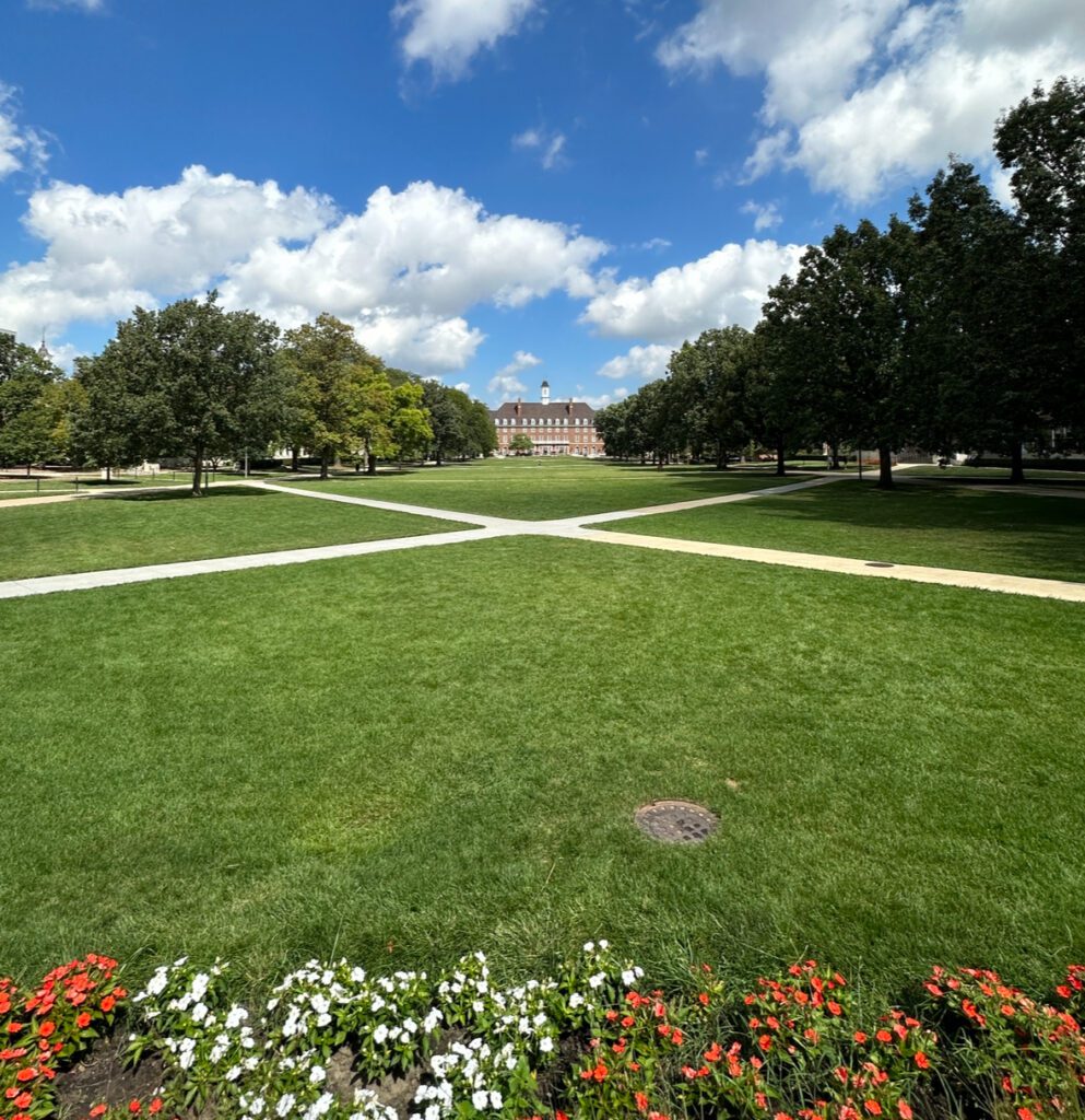 Photo of a college campus (University of Illinois quad) 